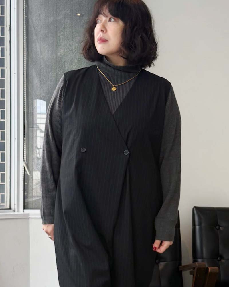 【otostyle】ハイネックリブニットプルオーバー