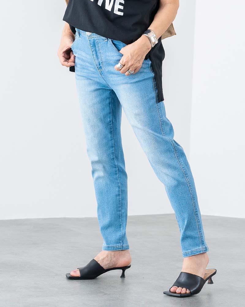 【YOKO ISHIBASHI】接触冷感デニムアンクルスキニーパンツ