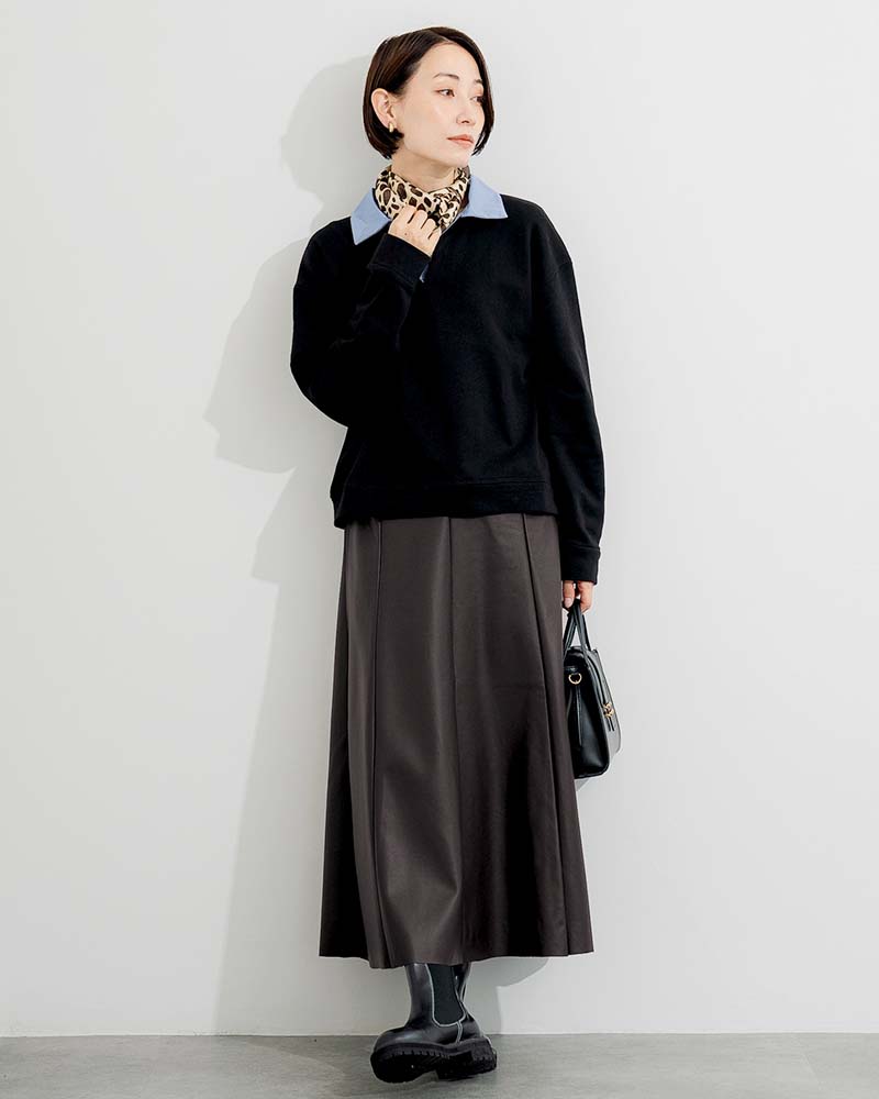 シャツレイヤードライク裏毛プルオーバー