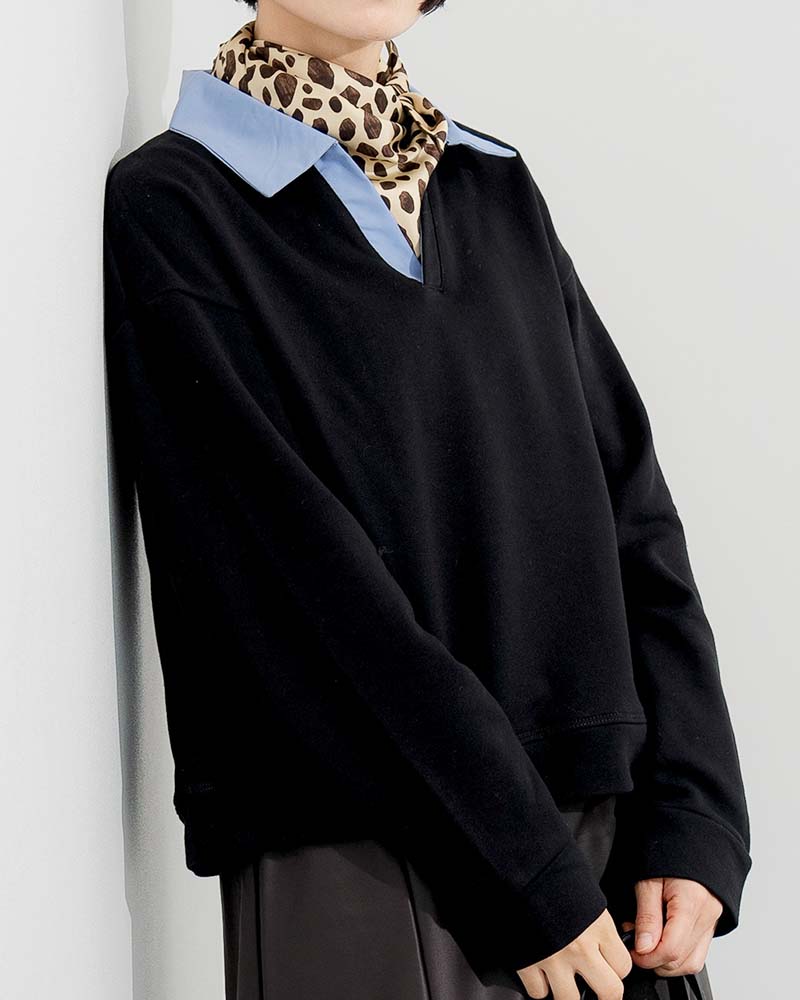 シャツレイヤードライク裏毛プルオーバー