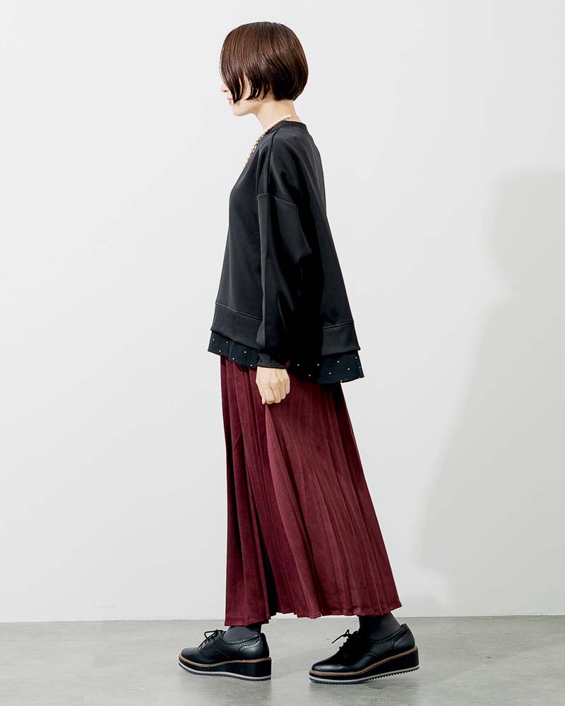 裾レイヤードライクポンチプルオーバー