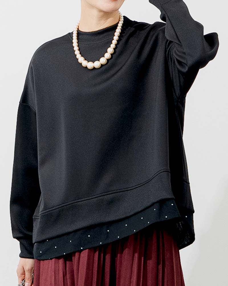 裾レイヤードライクポンチプルオーバー