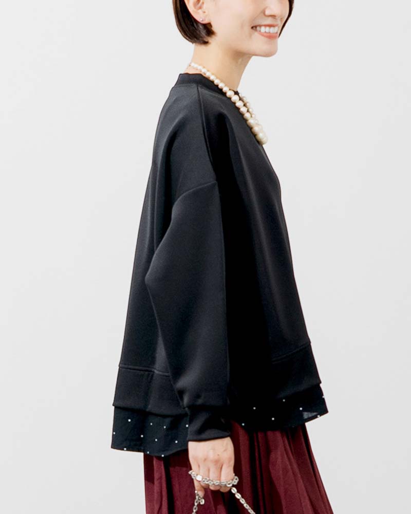 裾レイヤードライクポンチプルオーバー