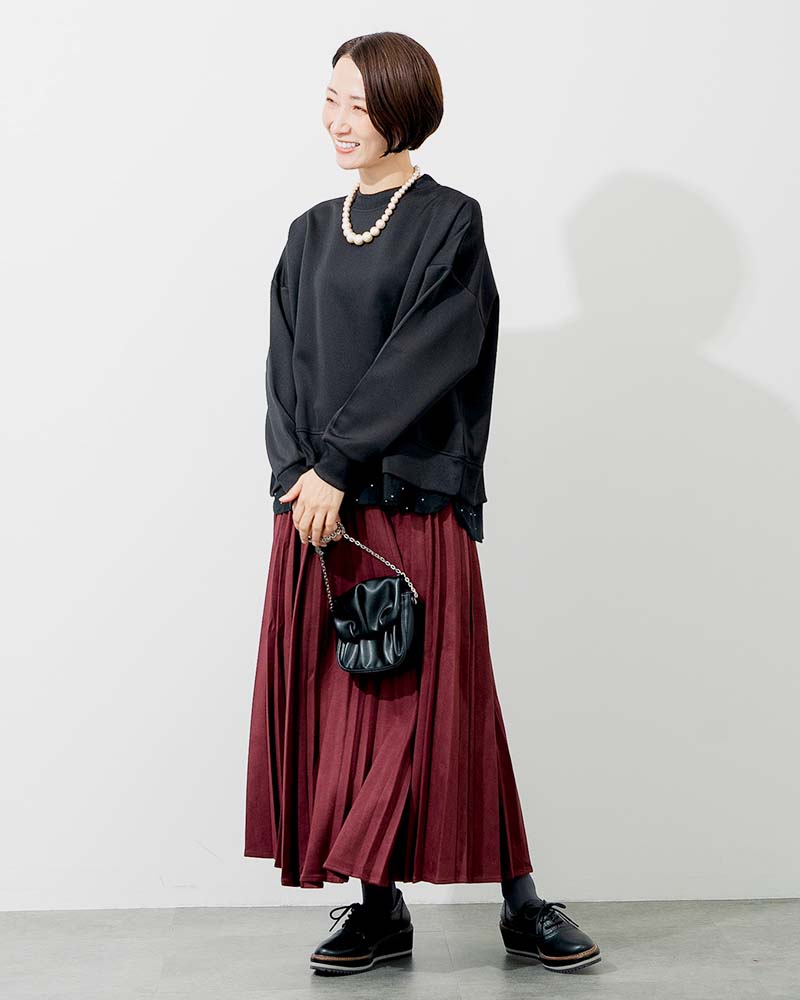 裾レイヤードライクポンチプルオーバー