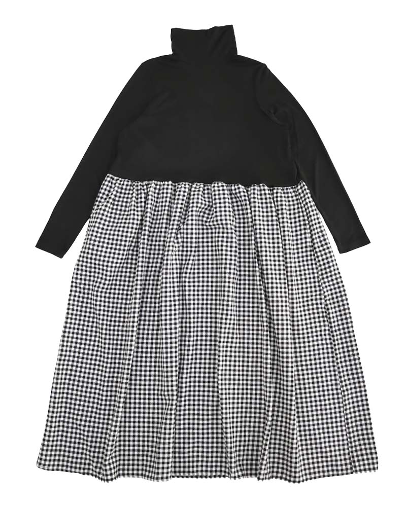 微起毛ハイネック＆ネルスカートドッキングワンピース