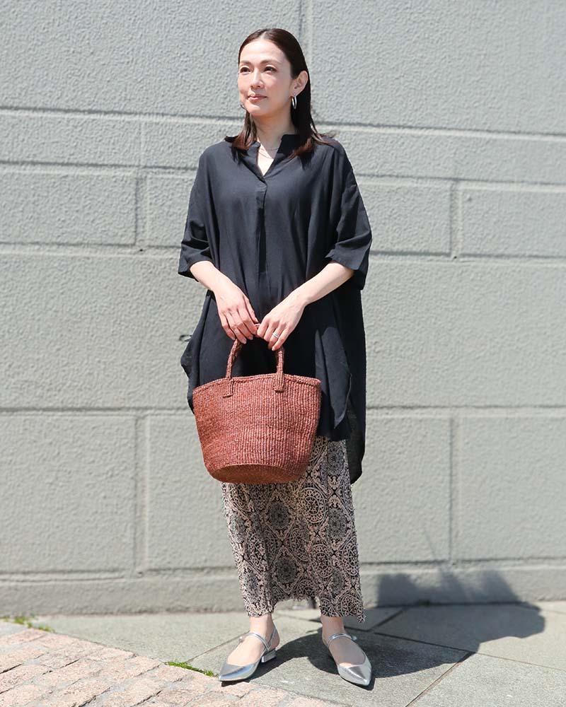 コットンリネン混リボンアクセントスキッパーブラウス