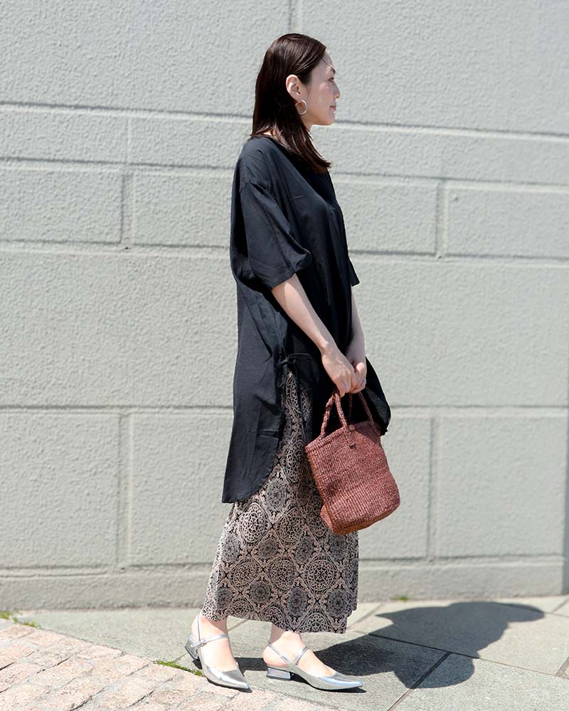 コットンリネン混リボンアクセントスキッパーブラウス