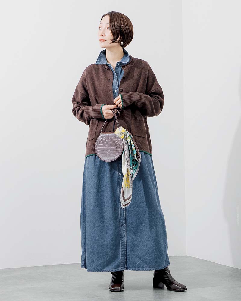 ウエストタックアクセントデニムシャツワンピース