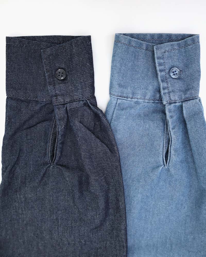 ウエストタックアクセントデニムシャツワンピース