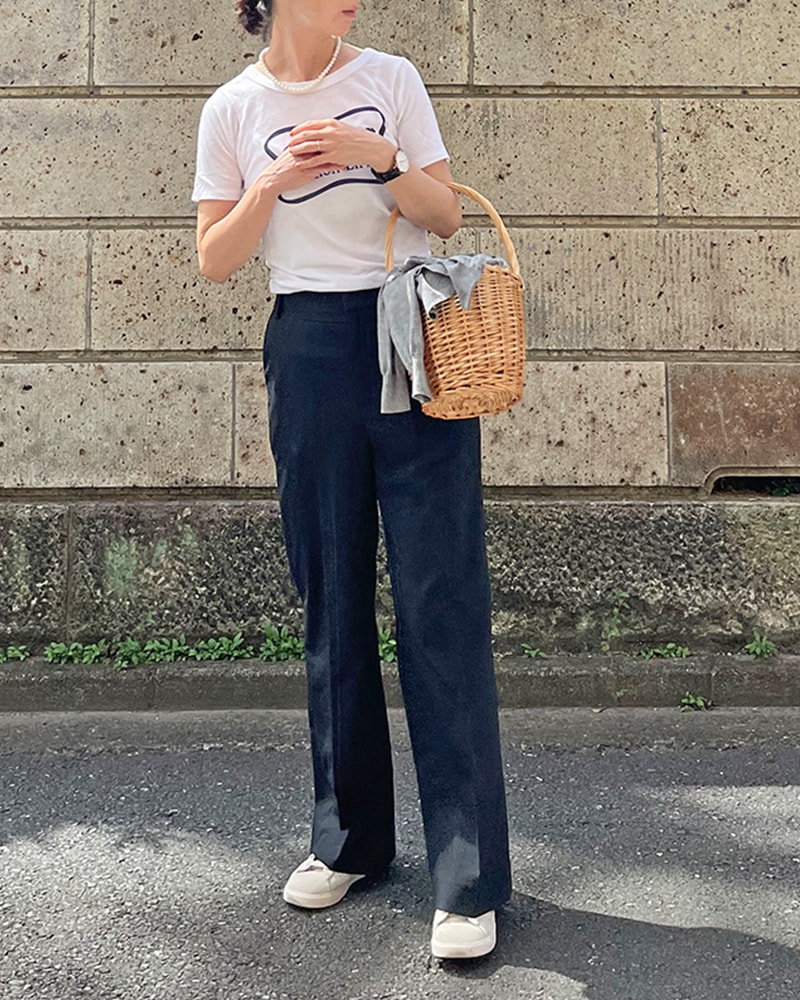 美品 CaNARi ストレート パンツ ブラック Canaria Style】ウール混ストレッチストレートパンツ（ブラックのみ