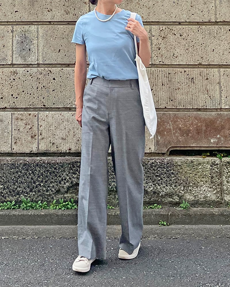 Canaria Style】ウール混ストレッチストレートパンツ（ブラックのみ