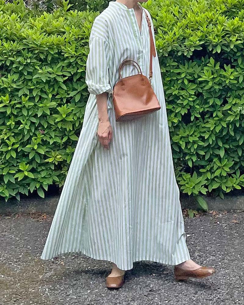 Canaria Style】スタンドカラーシャツワンピース（ペチコート付き