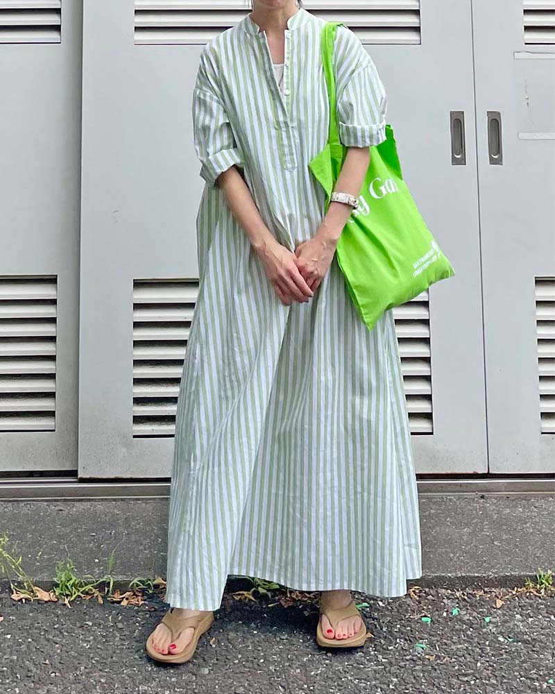 【Canaria Style】スタンドカラーシャツワンピース（ペチコート付き）