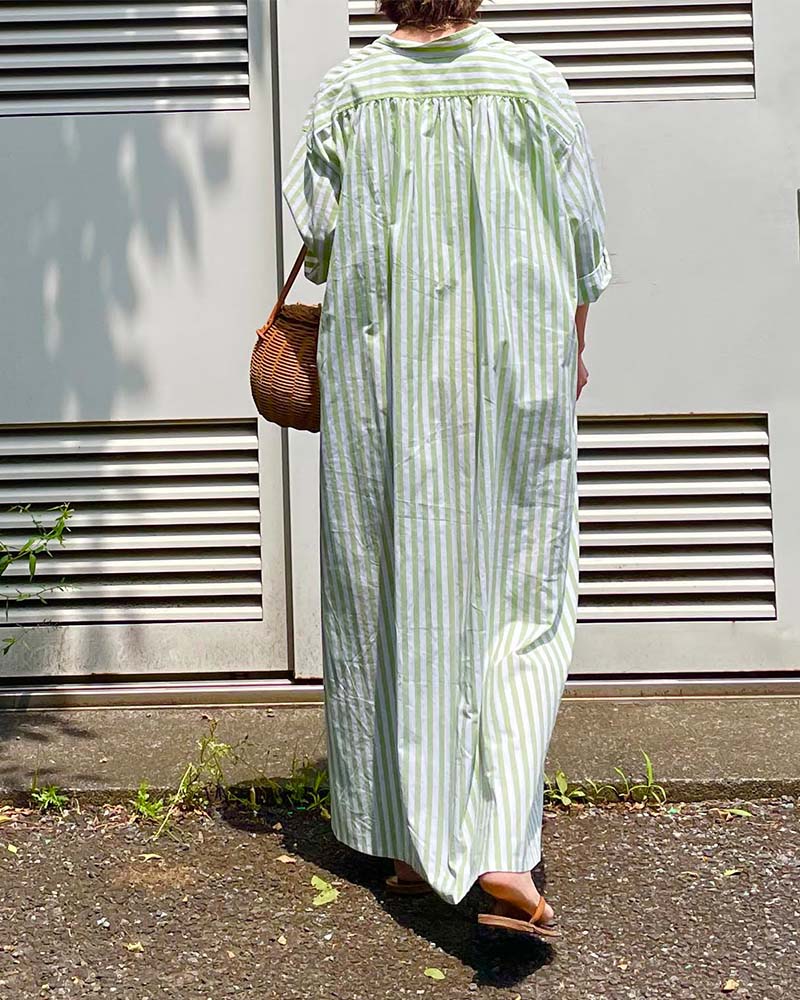 【Canaria Style】スタンドカラーシャツワンピース（ペチコート付き）