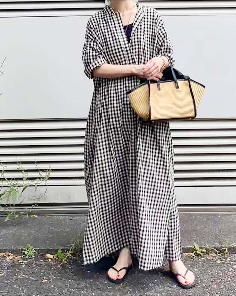 【Canaria Style】スタンドカラーシャツワンピース（ペチコート付き）