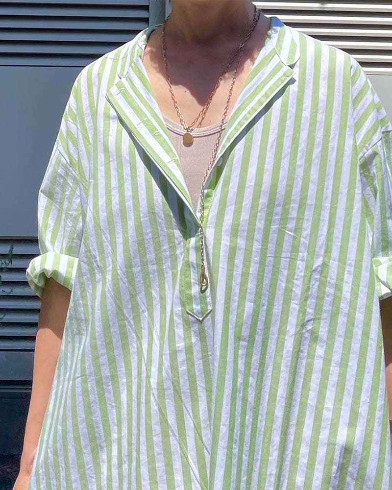 ツナメルト様♪専用オーダー赤のワンピース＆グリーンのペチコート Canaria Style】スタンドカラーシャツワンピース（ペチコート付き