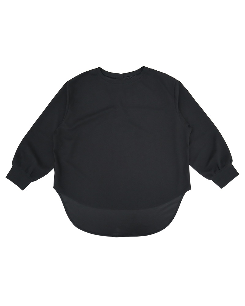 【otostyle】ジョーゼットバックボタンラウンドヘムプルオーバー