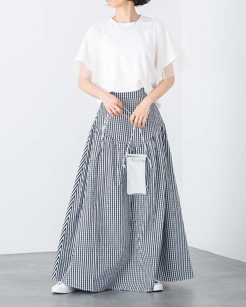 チュールスリーブレイヤードTシャツ