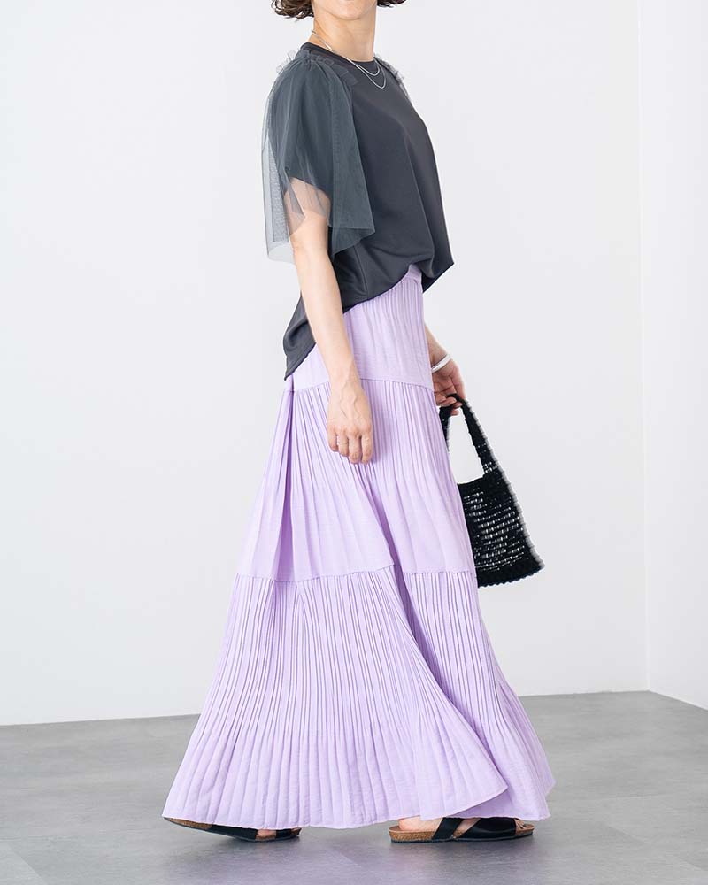 チュールスリーブレイヤードTシャツ