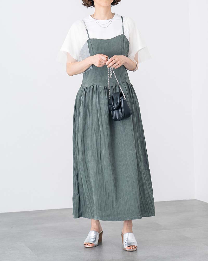 チュールスリーブレイヤードTシャツ