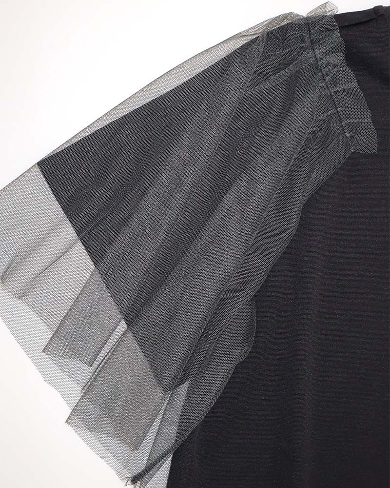 チュールスリーブレイヤードTシャツ