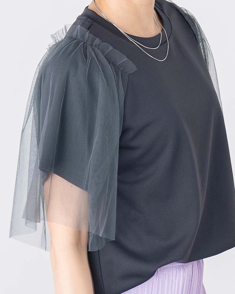 チュールスリーブレイヤードTシャツ