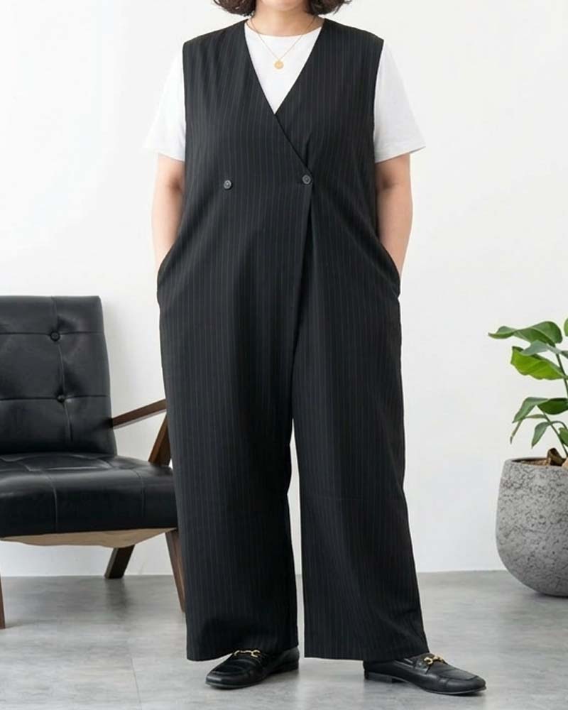 【otostyle】ダブルボタンラップライクサロペット