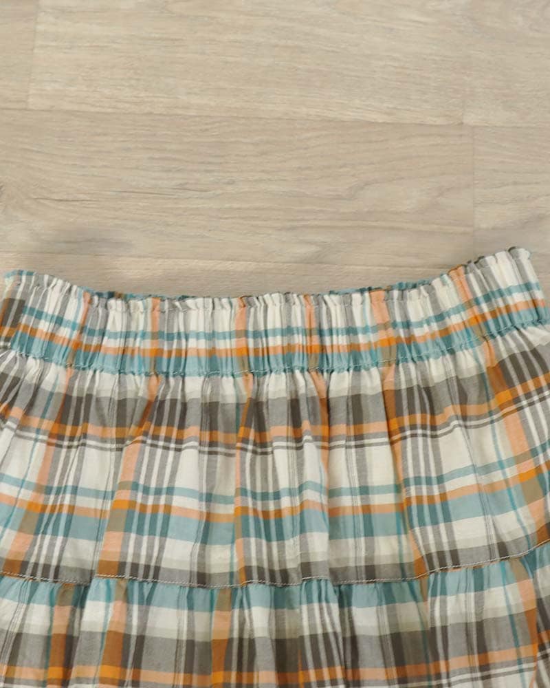 【Canaria Style】《即納》チェックティアード切替フレアースカート(インナースカート付き)