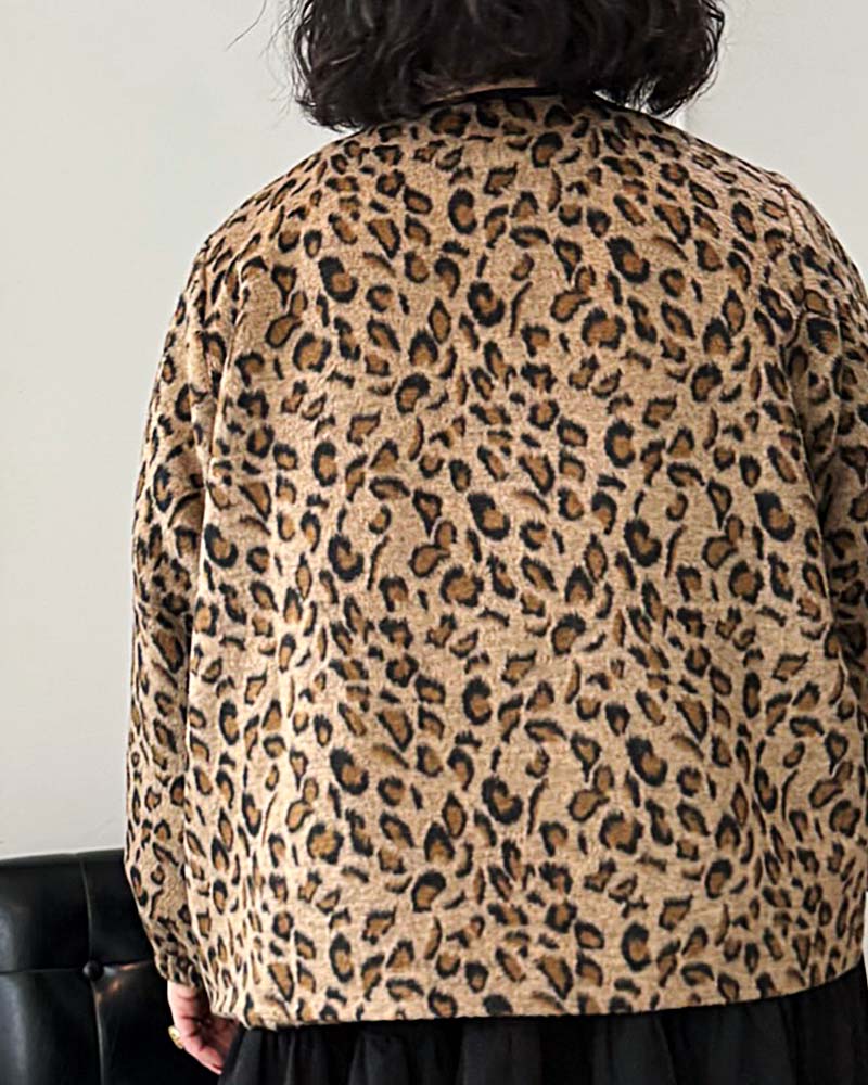 【otostyle】レオパード柄シャギーノーカラーブルゾン