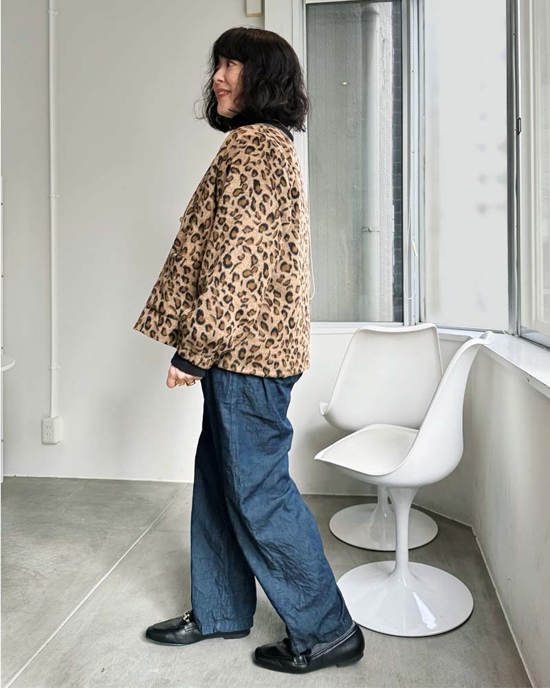 【otostyle】レオパード柄シャギーノーカラーブルゾン