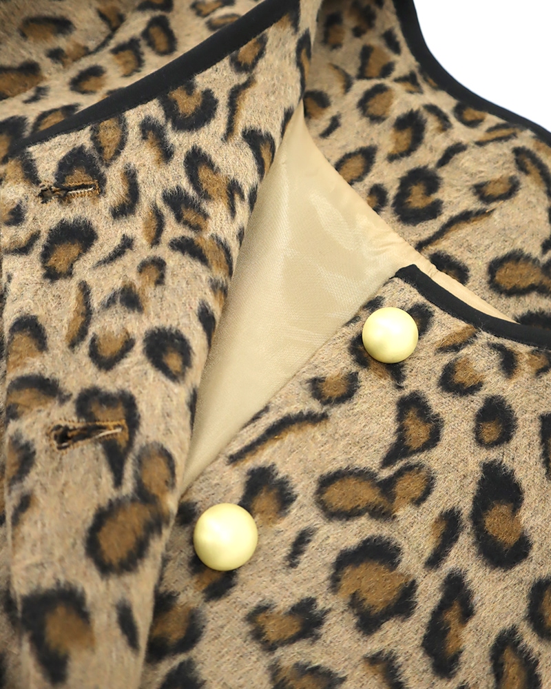 【otostyle】レオパード柄シャギーノーカラーブルゾン