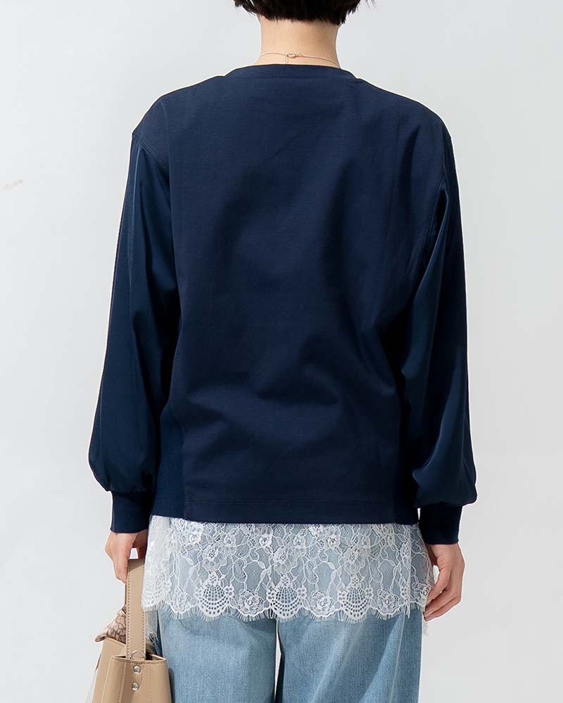 サイドリブ切り替えハイゲージポンチプルオーバー