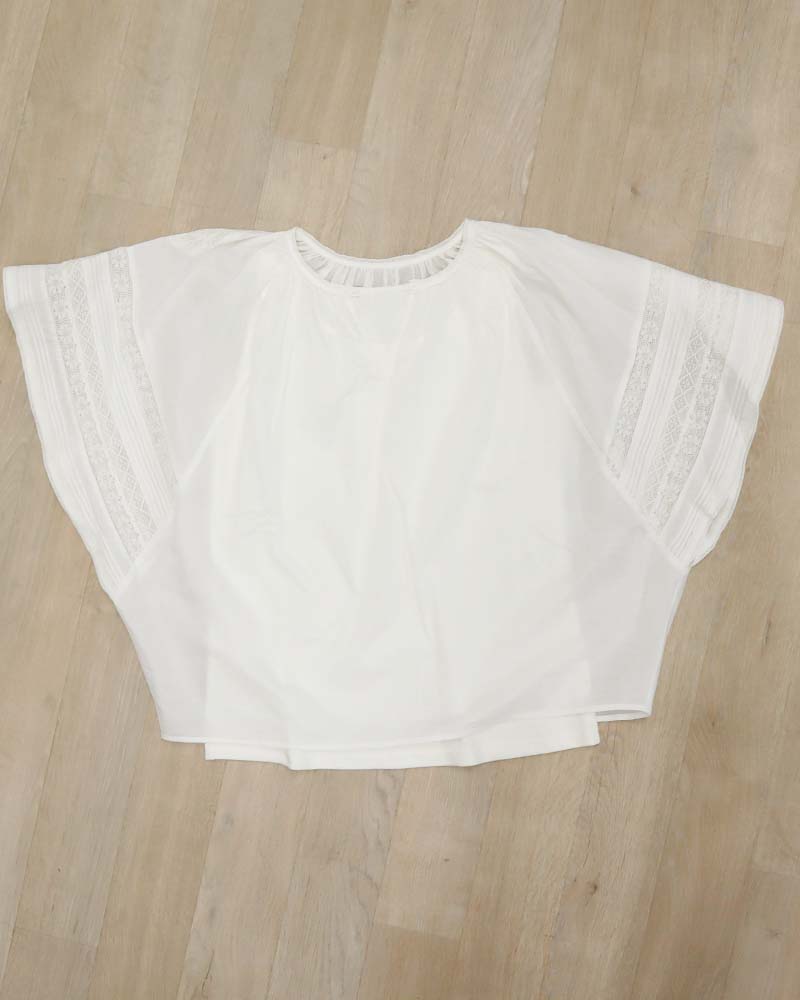 【Canaria Style】《即納》レース＆ピンタックドルマンブラウス（インナー付き）