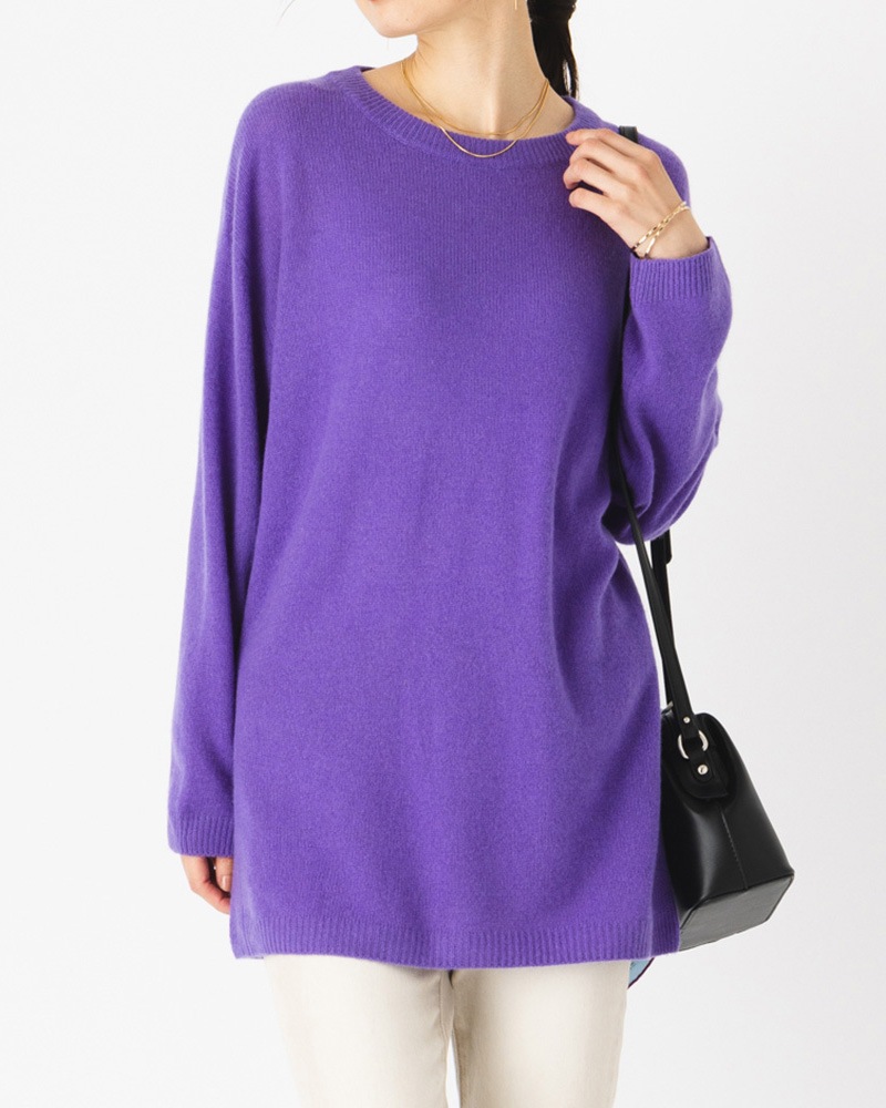 カシミヤラウンドネックチュニックプルオーバー | TOPS | 元町ゼラール
