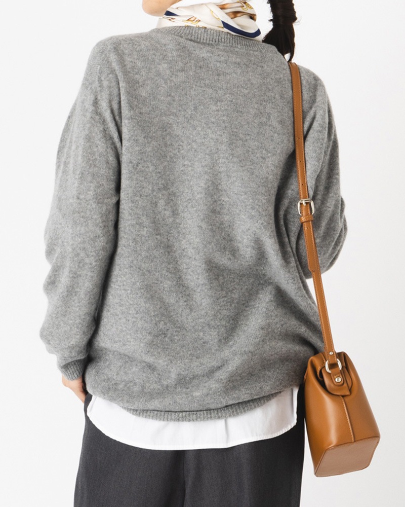 カシミヤラウンドネックニットチュニックプルオーバー | TOPS | 元町