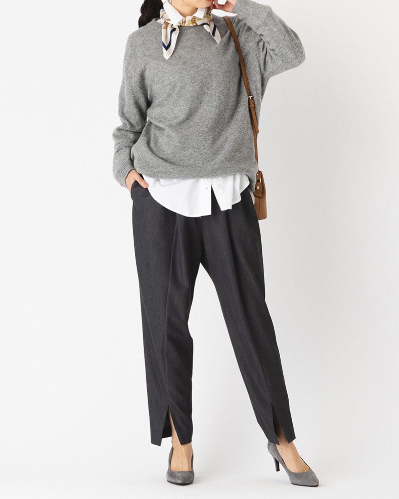 カシミヤラウンドネックニットチュニックプルオーバー | TOPS | 元町