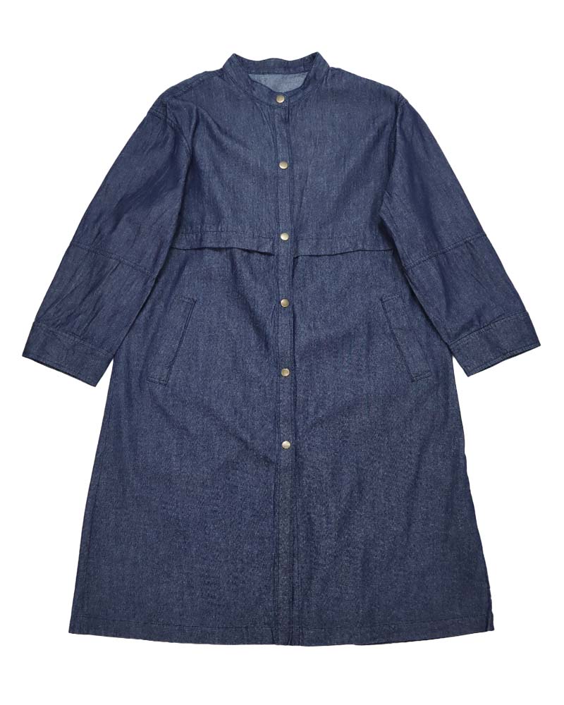 ヨークデザインスタンドネックデニムライトコート