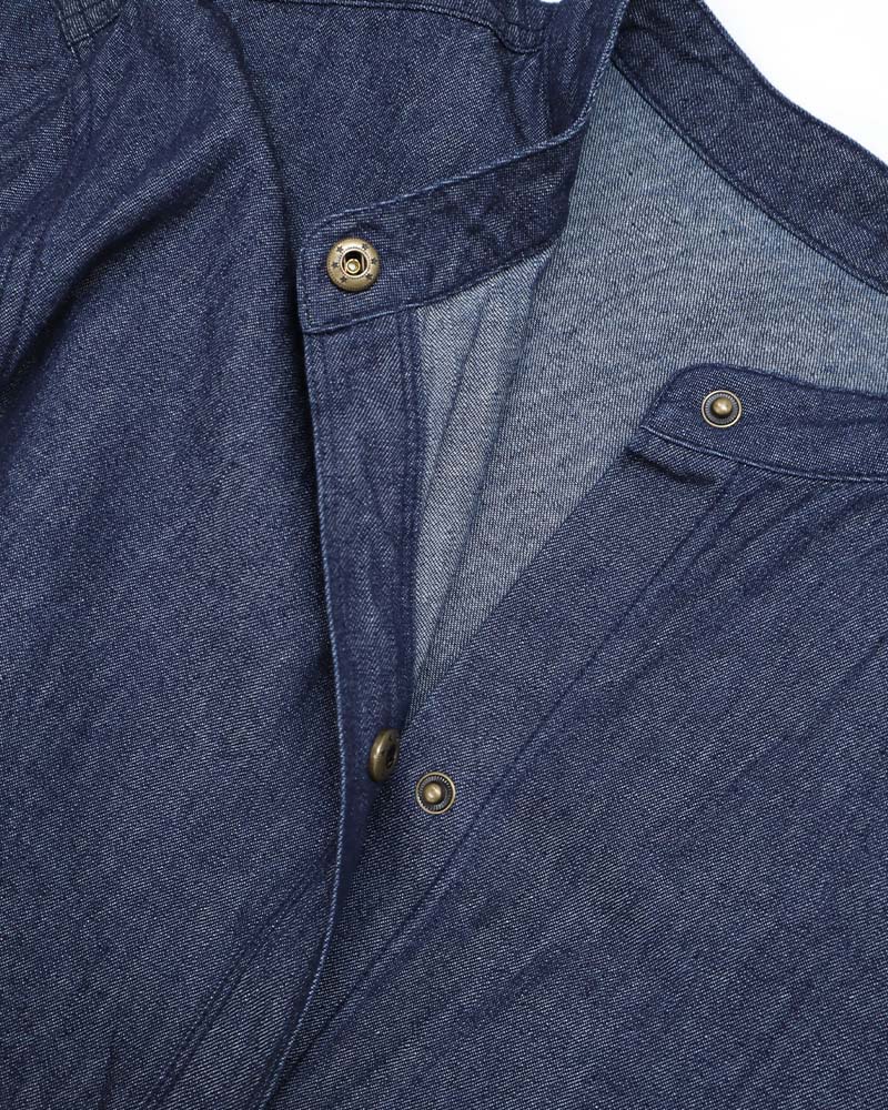 ヨークデザインスタンドネックデニムライトコート