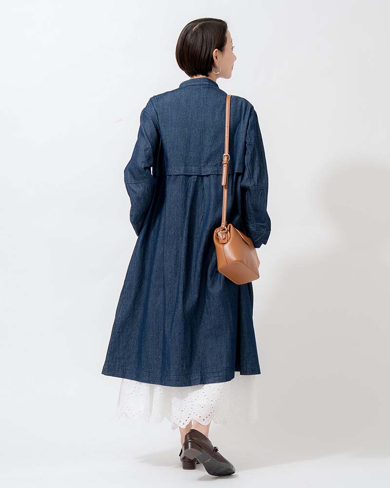 ヨークデザインスタンドネックデニムライトコート