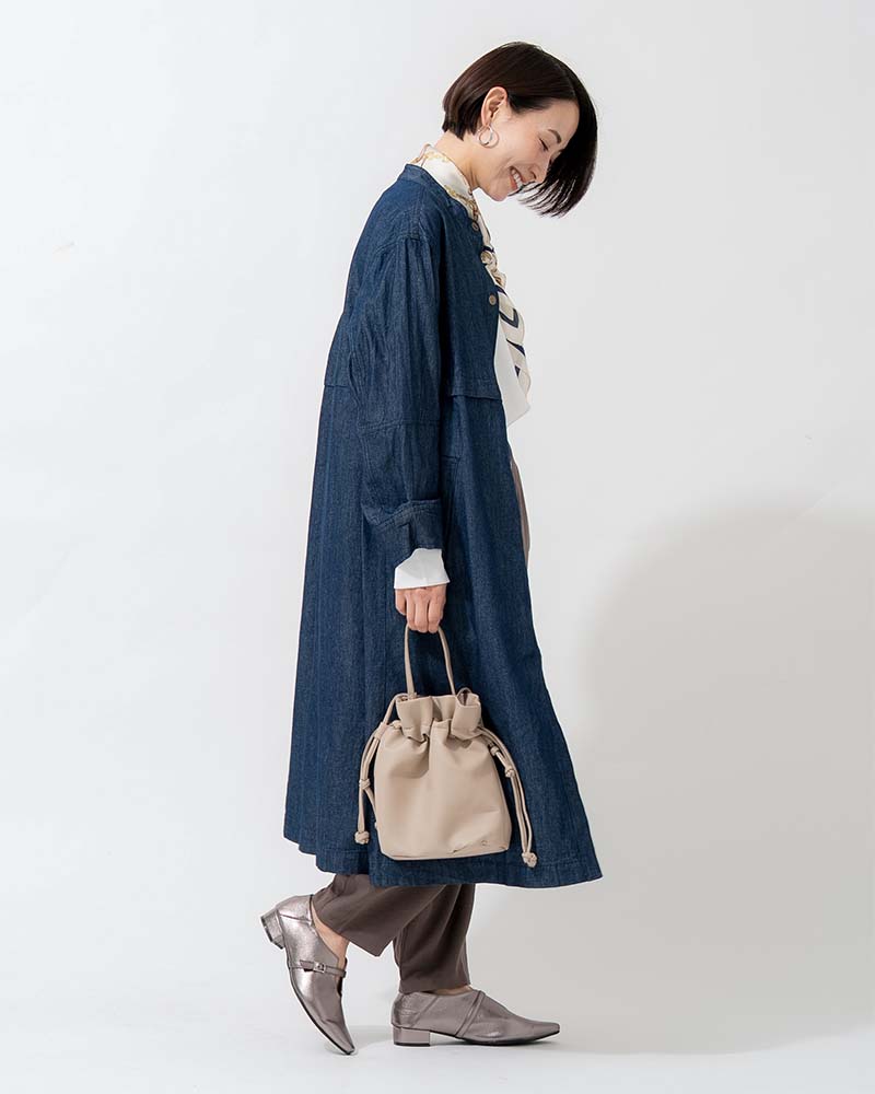 ヨークデザインスタンドネックデニムライトコート