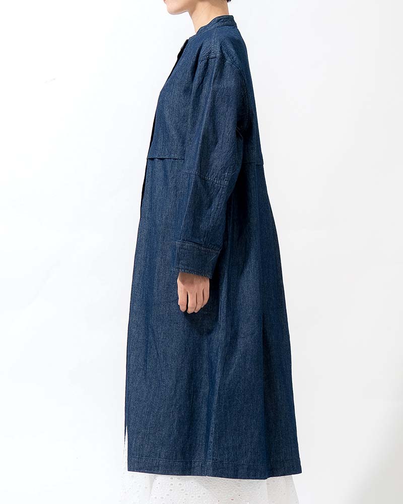 ヨークデザインスタンドネックデニムライトコート