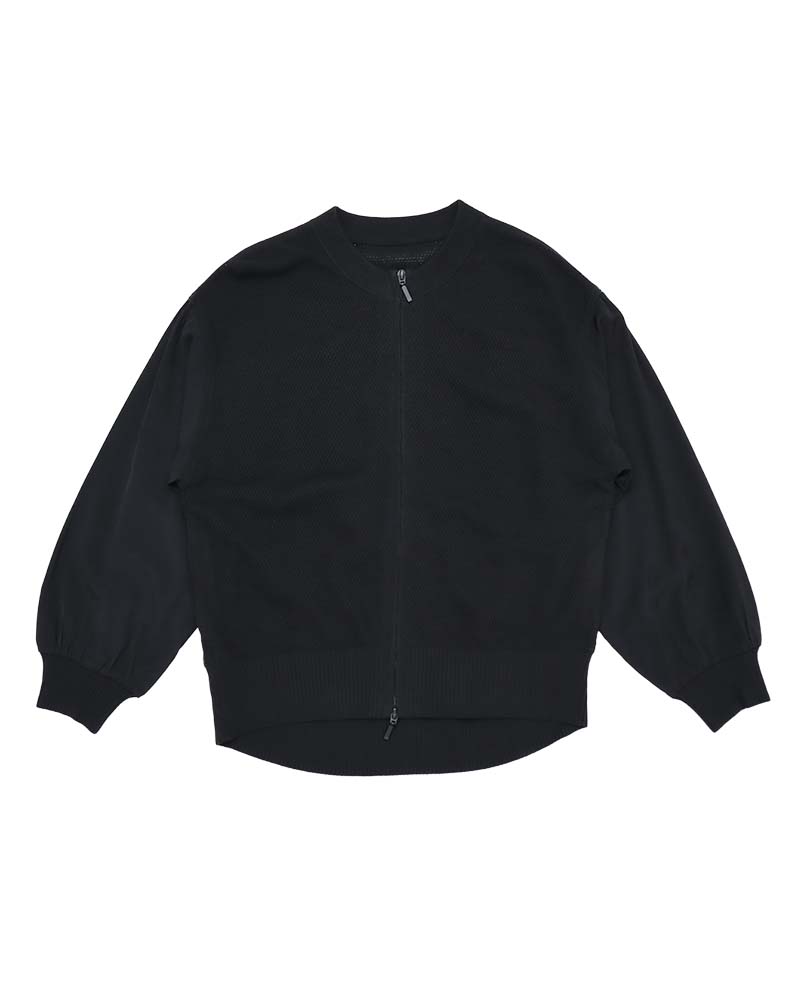 布帛切り替えタック編みリネンニットブルゾン