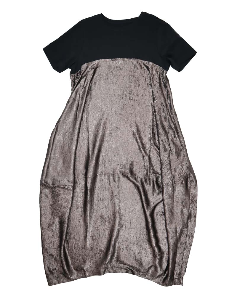 異素材切替バルーンシルエットワンピース