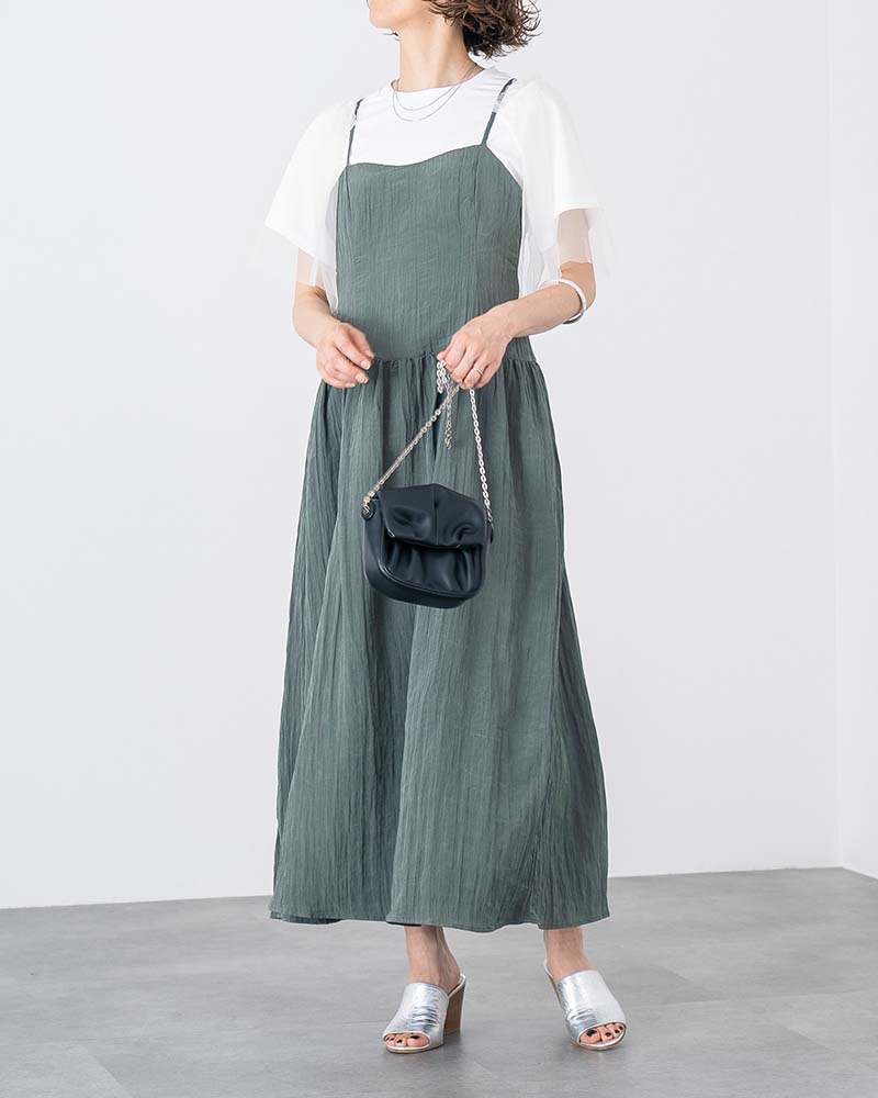 キャミワンピース 水色とグレー AZUL BY MOUSSY | AZUL DENIM ダブルウエストキャミワンピース