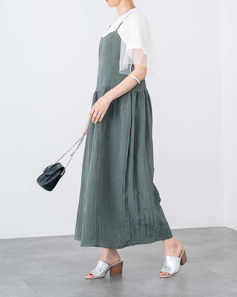 ワッシャーフレアキャミワンピース