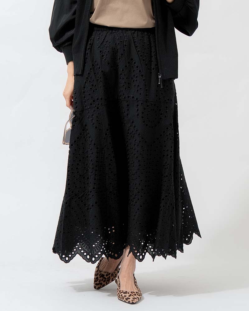スカラップ刺繍レーススカート