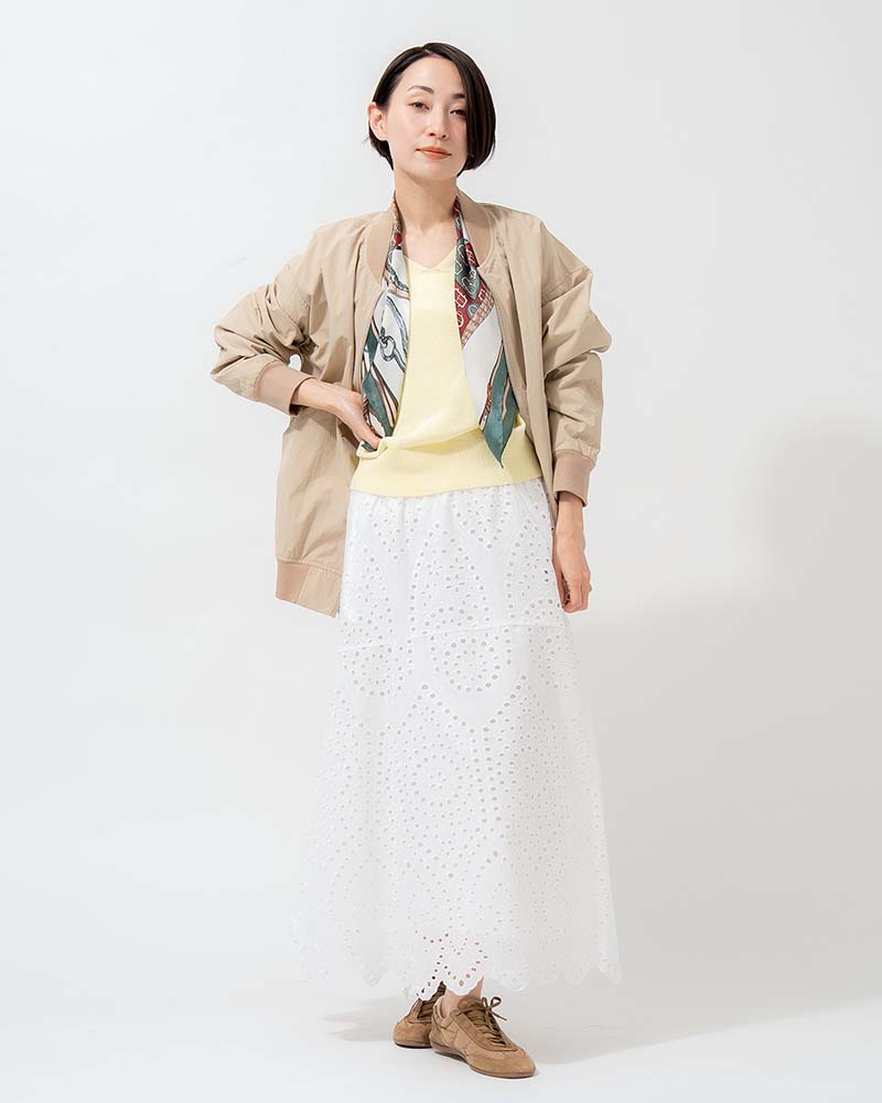 和紙コットン天竺Vネックプルオーバー