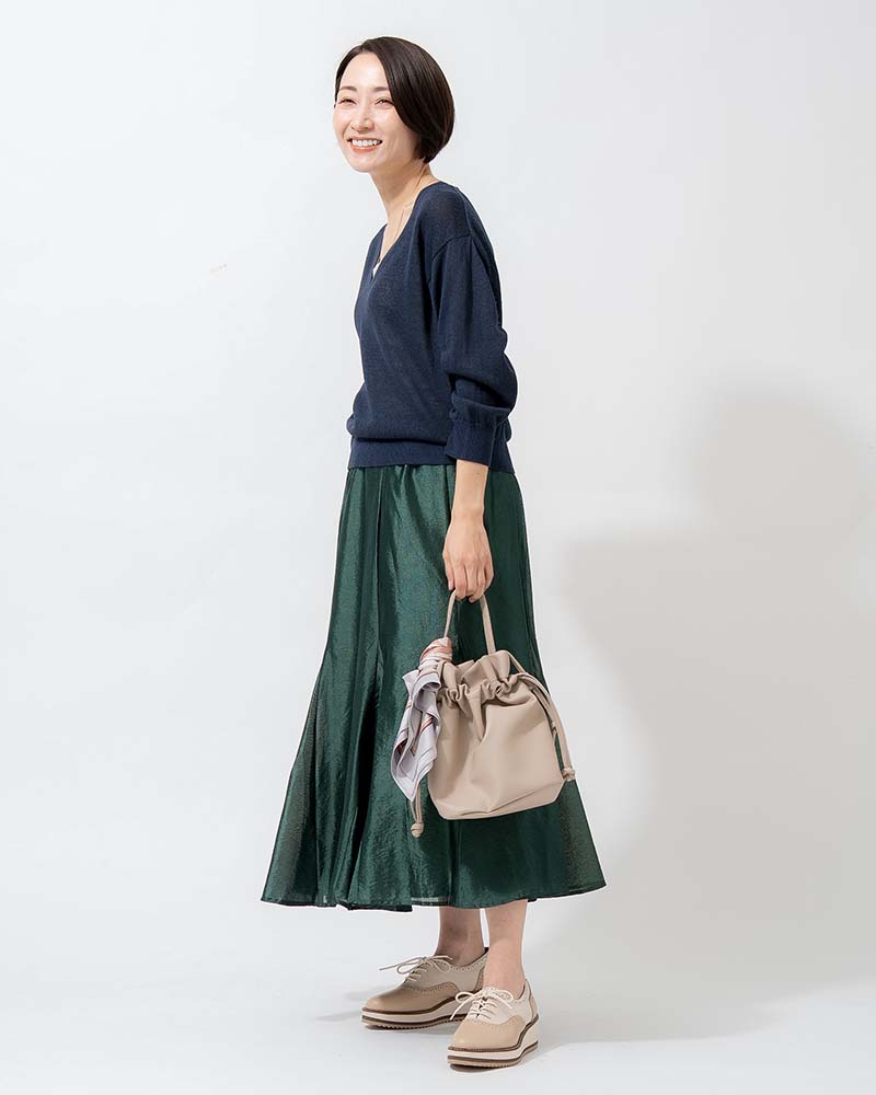 和紙コットン天竺Vネックプルオーバー