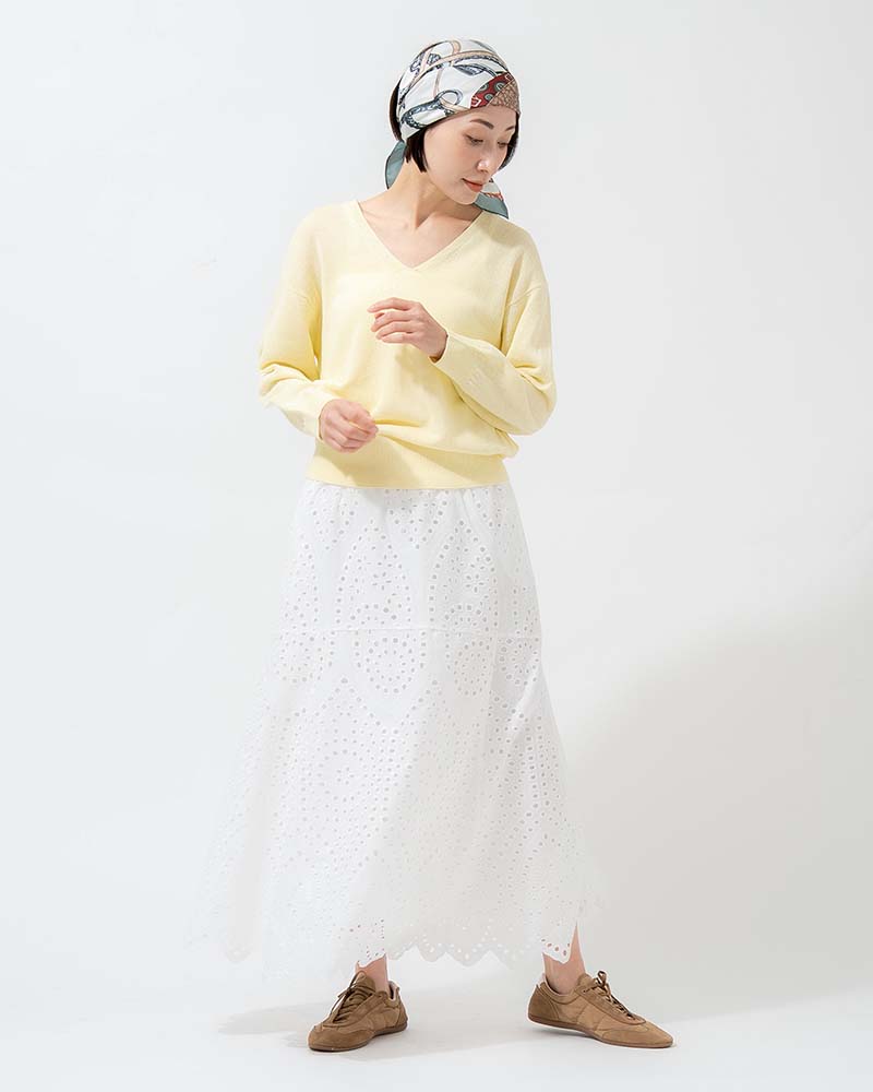 和紙コットン天竺Vネックプルオーバー