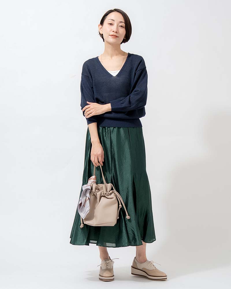 和紙コットン天竺Vネックプルオーバー